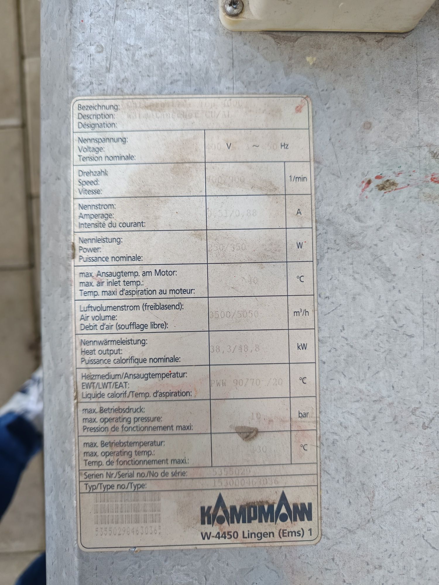 Ventilator Aeroterma pe apa Kapmann industrial , încălzire hală seră