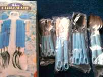 Set 26 piese tacamuri/cutite manere plastic pt camping