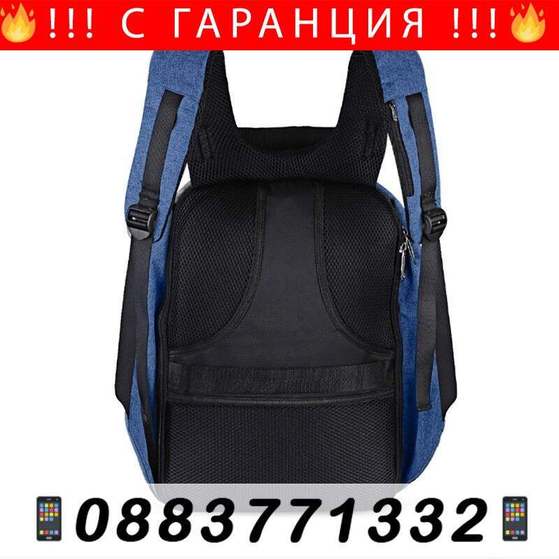 НЕМСКИ Раница за лаптоп със защита от кра – LaptopBackpack + ЛЕД ФЕНЕР