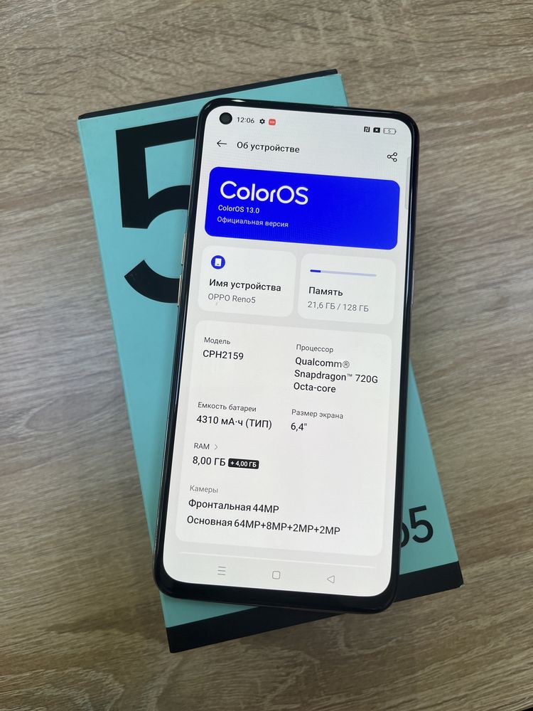 Oppo Reno 5  128gb все работает