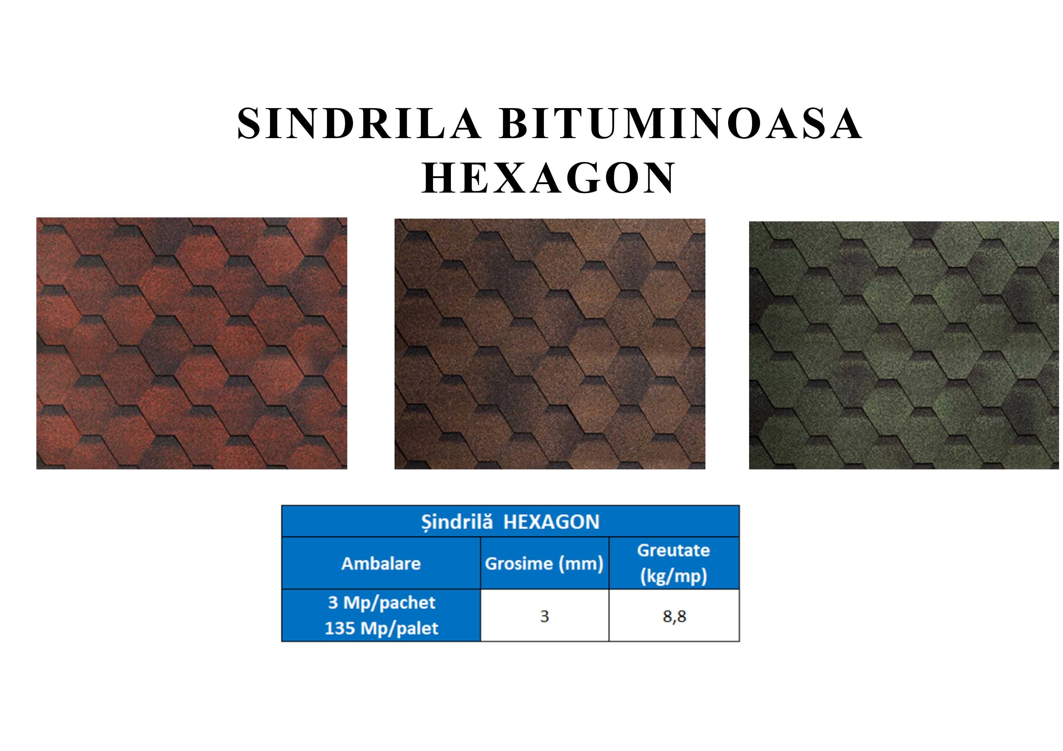 Sindrila bituminoasa hexagon verde, rosu, maro