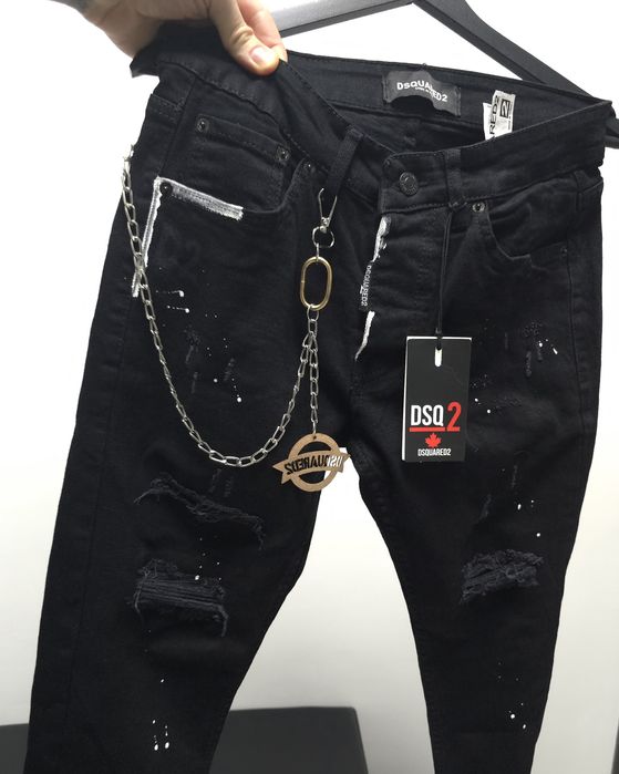 Blugi Dsquared2 albastru  / negru barbati