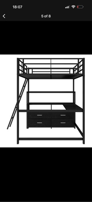 Pat Supraetajat cu Birou si dulap Metalic/MDF Fleiks Germania