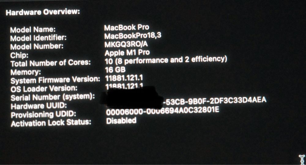 Macbook PRO M1 - 14inch - 16GB RAM, 1TB SSD