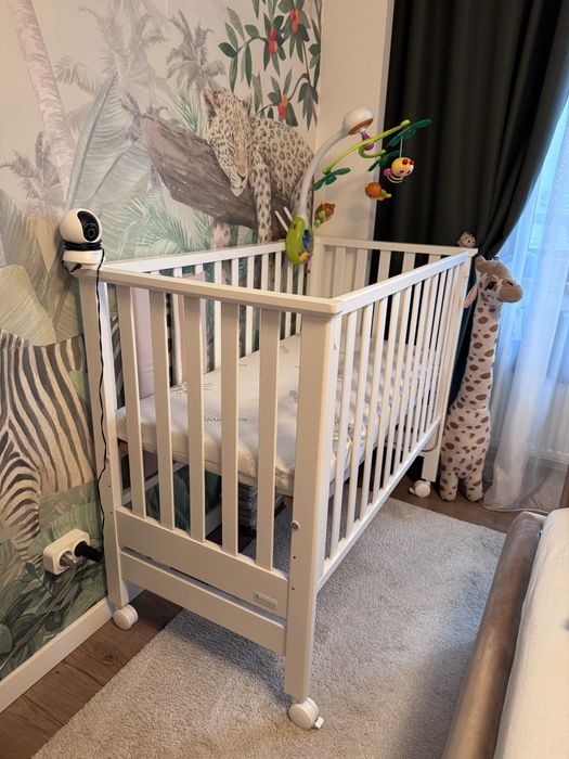 Pat bebe economic cosleeping alb din lemn de fag