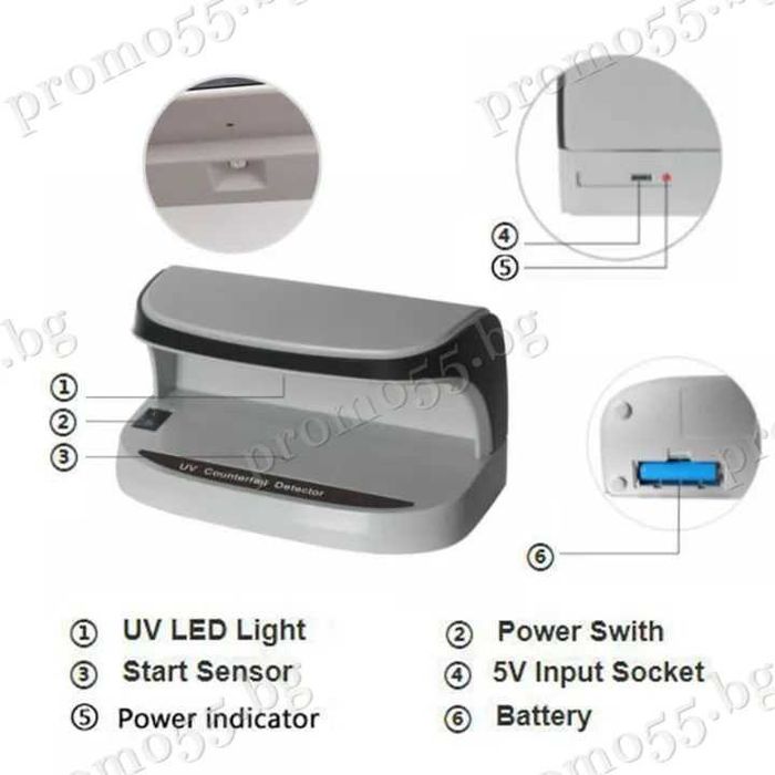 Преносима UV Лампа Детектор за Фалшиви Банкноти с Лед Светлина