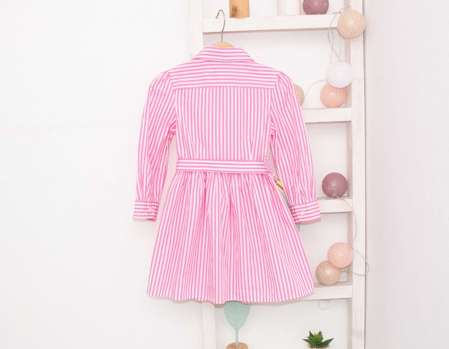 Polo Ralph Lauren оригинална детска рокля розово бяло райе с колан 3 г