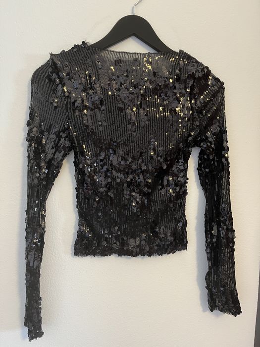 Bluza neagra cu paiete Stradivarius