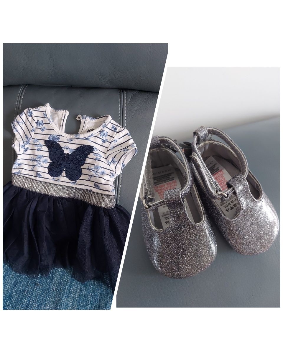 Set rochita+pantofiori Primark 0-6 luni