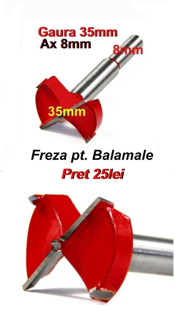 Freza/burghiu lemn. 35/44mm. Balamale.