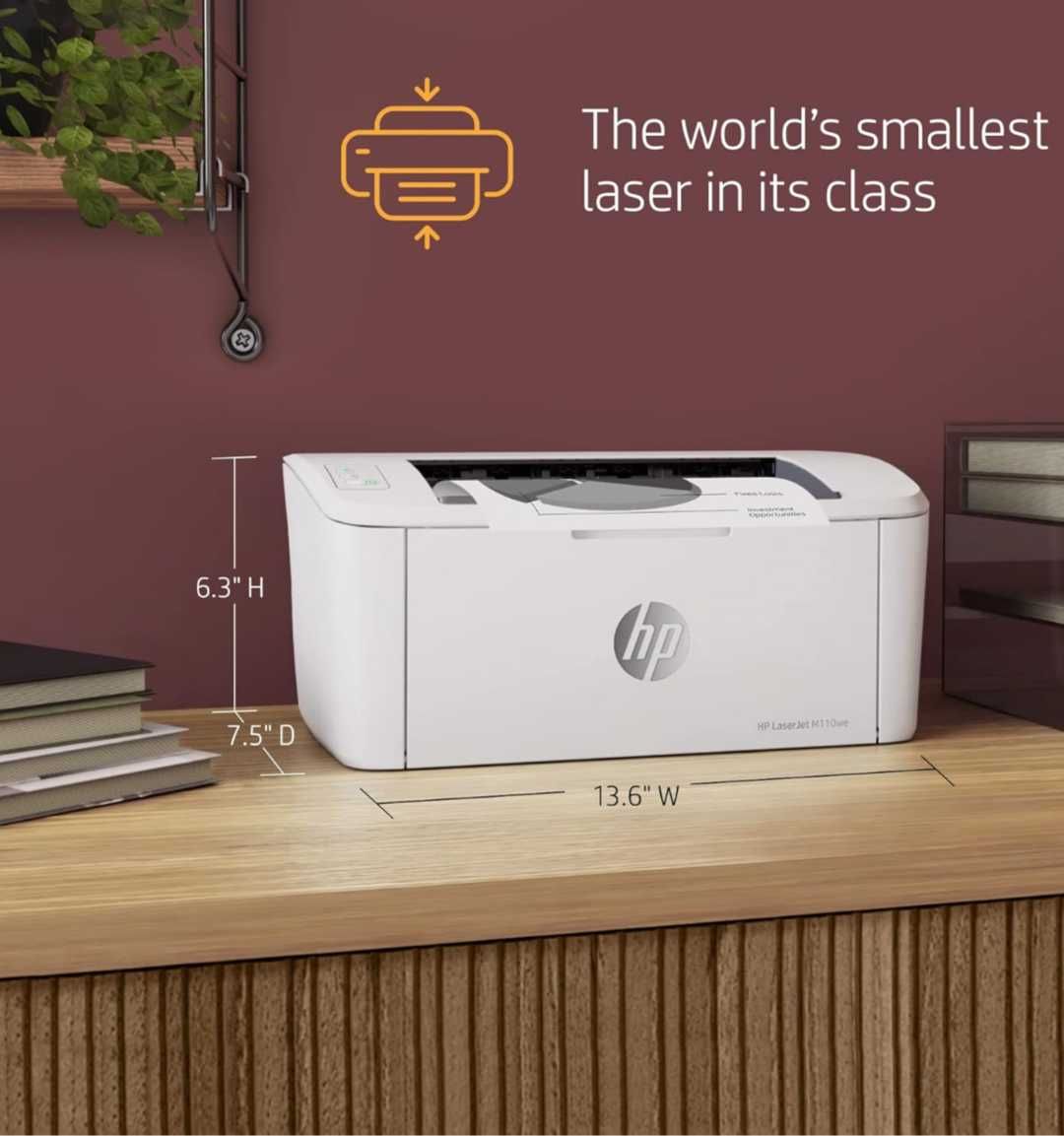 Безжичен черно-бял принтер HP LaserJet M110we с HP+ чисто нов