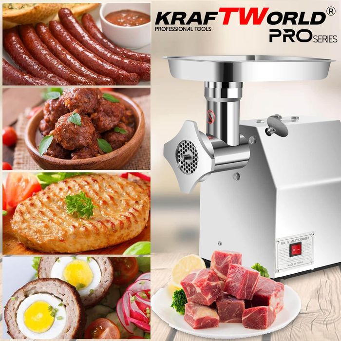 Професионална Месомелачка с редуктор KraftWorld 1200W