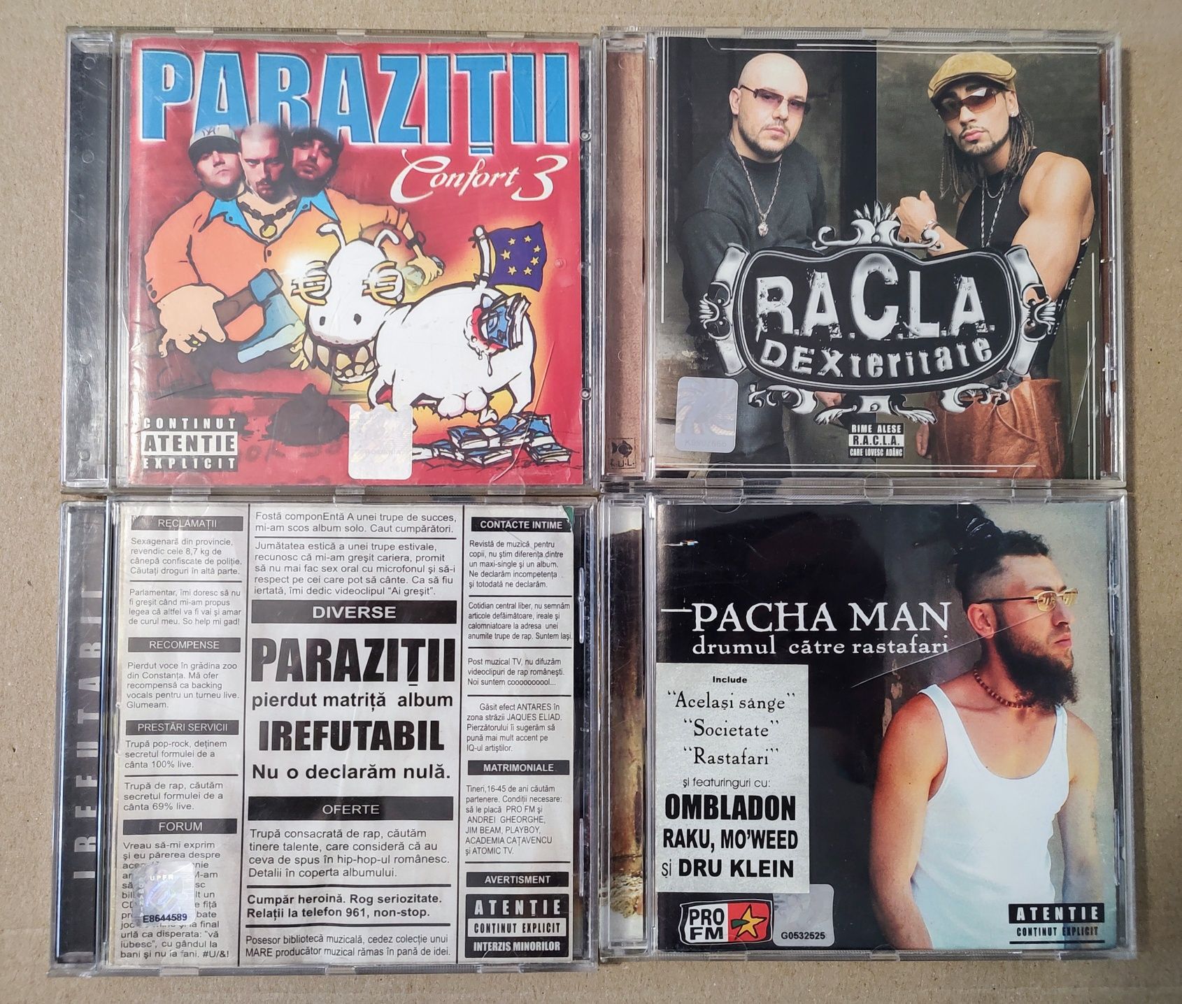 Cd-uri hip hop romanesc Paraziții,R.A.C.L.A., Ombladon,Bitza,Spike etc