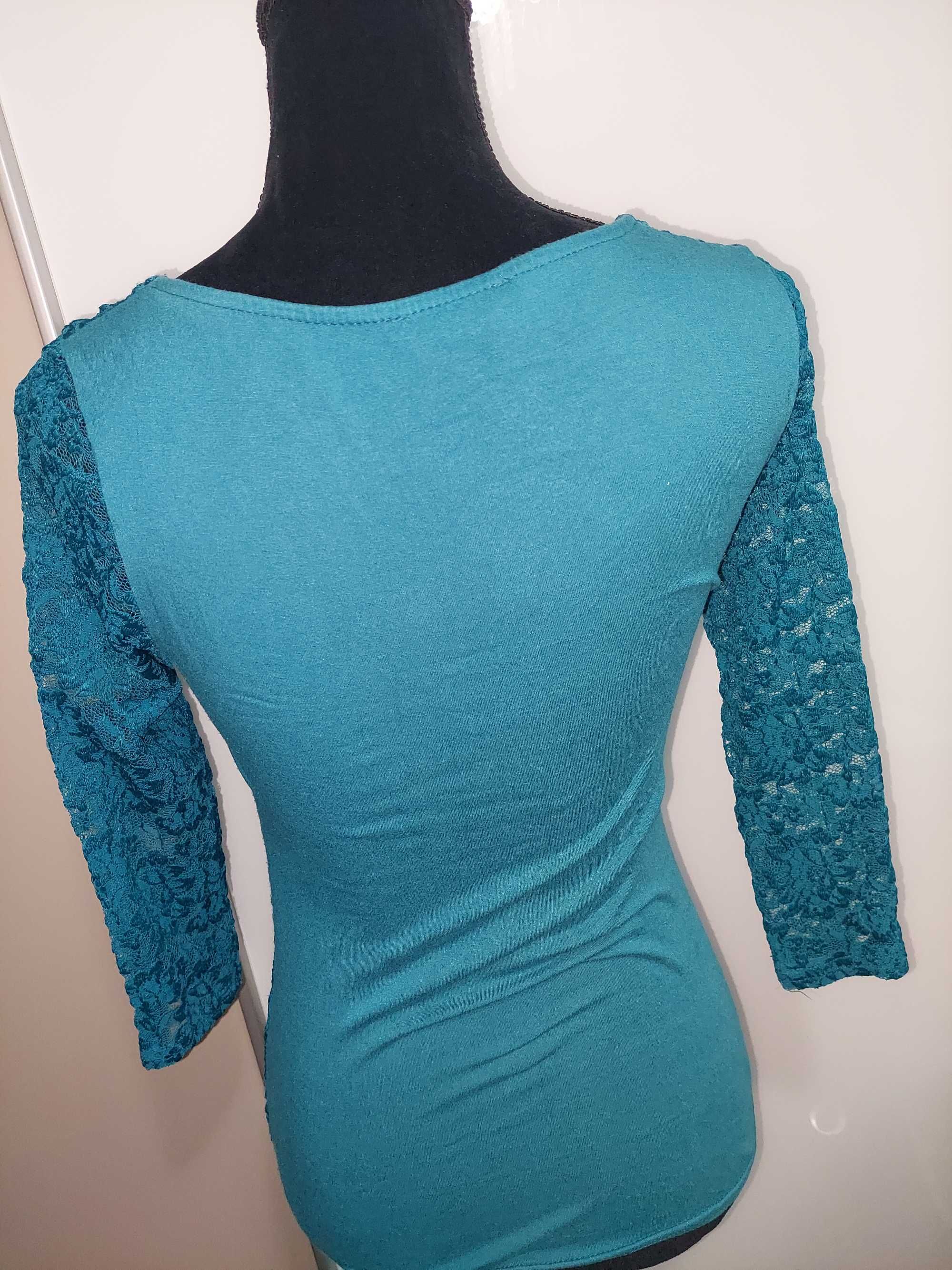 Bluza turcoaz/azul, dantelata Amisu