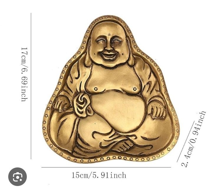 Tavita deco obiect Buddha zâmbitor prosperitate argintiu sa auriu