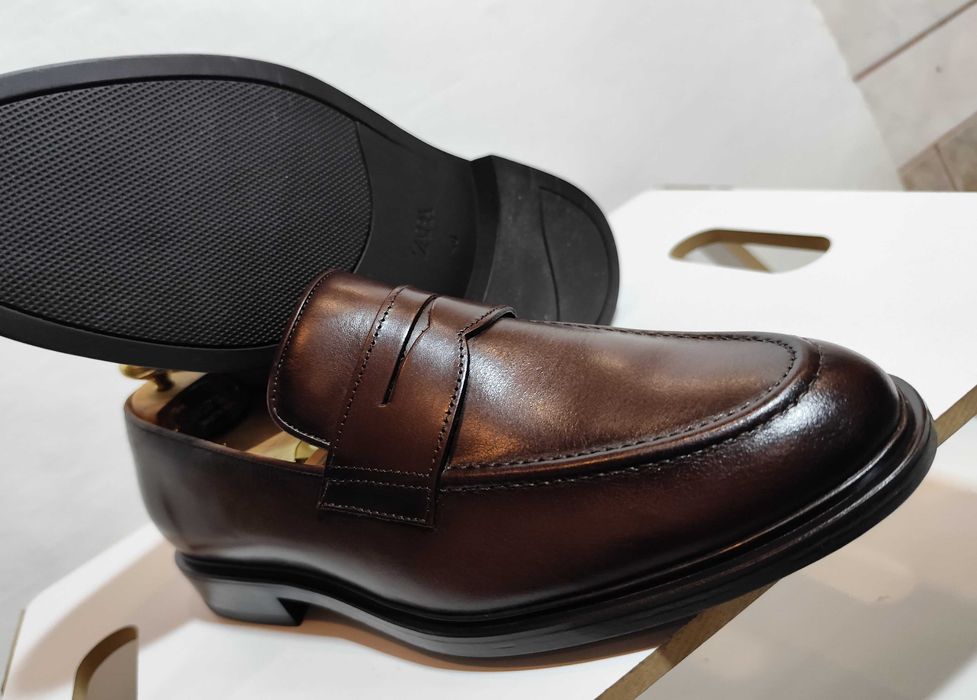 Pantofi loafer 39 40 40.5 penny ZARA NOI piele naturala moale maro