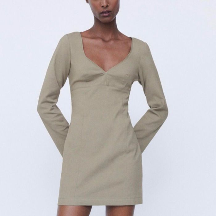 Къса рокля ZARA в кремяв цвят