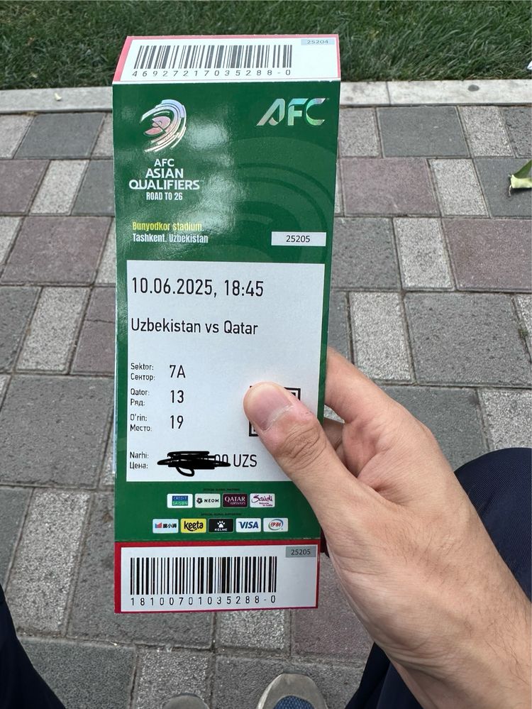 Uzbekiston Qadat oyinga bilet bor