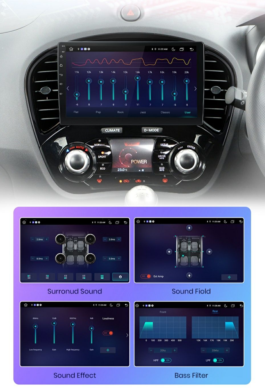 Navigatie Android dedicata Nissan JUKE (2010-2014).