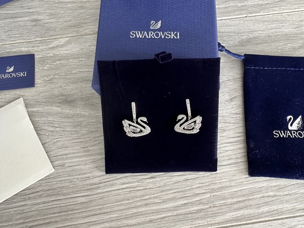 Cercei Swarovski Swan argintii