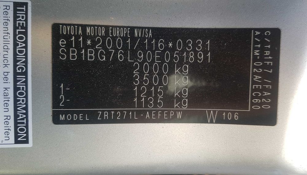 Toyota Avensis 1.8 benzina, Euro 5