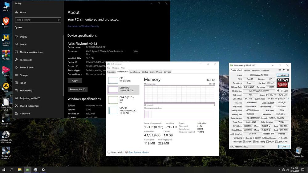Unitate PC AMD Ryzen 7 3700X 32GB DDR4 3200MHz XFX RX 6600 8GB GDDR6