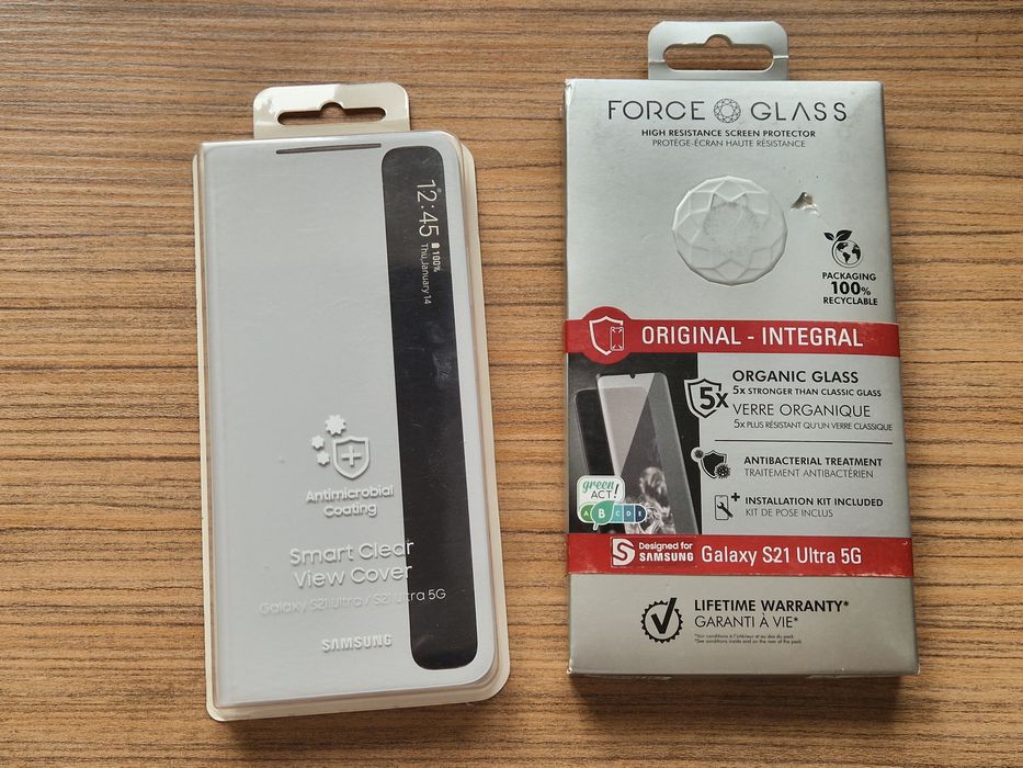 Husa CLEAR VIEW Originala+Folie Samsung Galaxy S21 ULTRA Noua!Activa