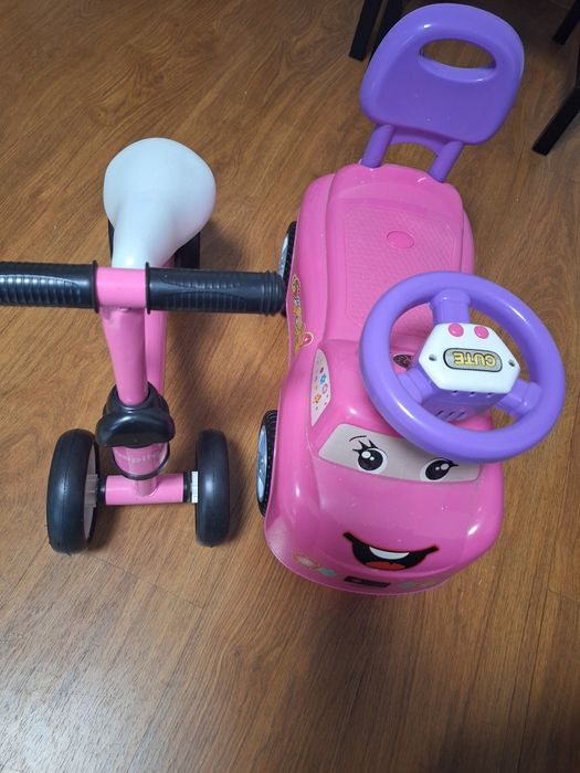 Bicicleta fara pedale si masina