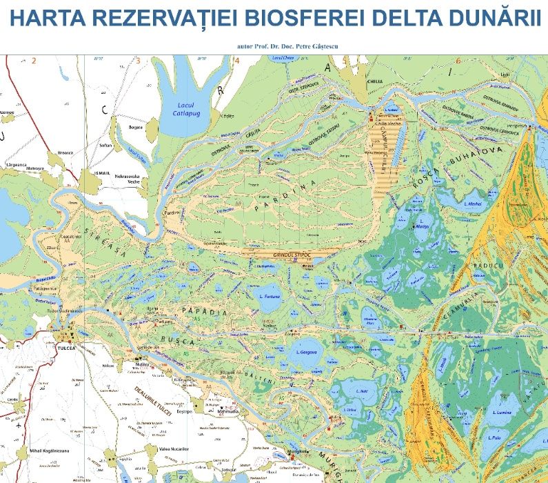 Harta Rezervatiei Biosferei Delta Dunarii. Format electronic.