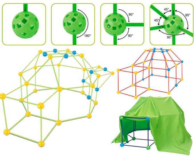 NOU-Kit de constructie cort 3D pentru copii, 87 piese,