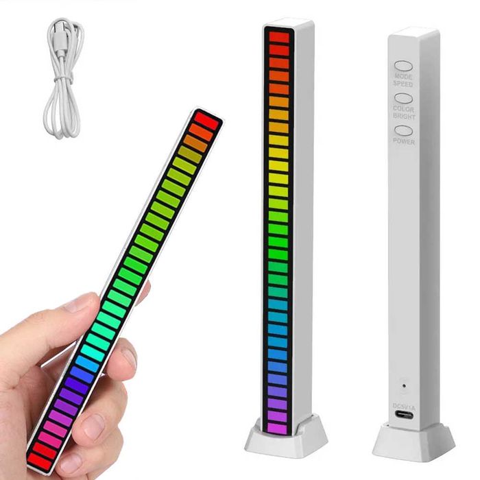 Bara LED RGB portabila cu raspuns la sunet si microfon incorporat 18cm
