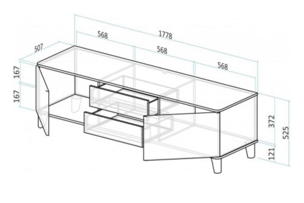 Comoda TV gri Rula 178,5/50,5/52,5 cm