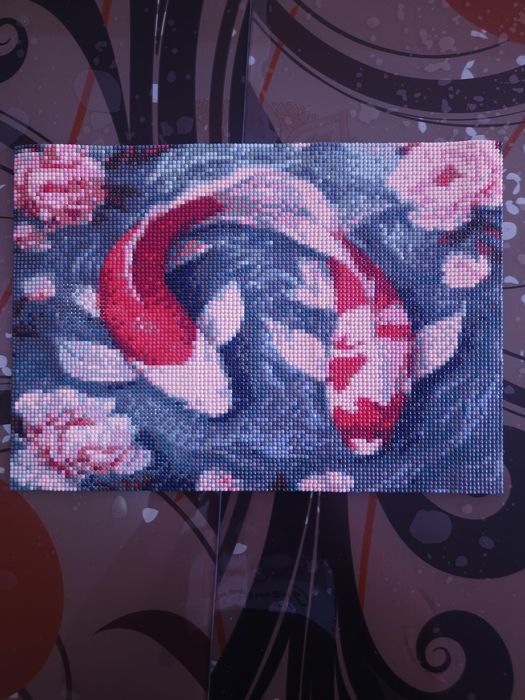 Tablou handmade Diamond Painting – Pești Kohaku (30×40 cm)