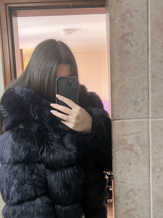 Палто от естествен косъм с етикет