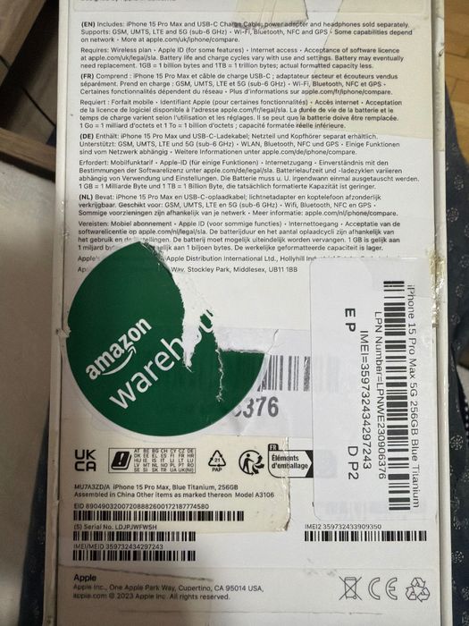 iPhone 15 Pro Max 256gb Blue Titanium , Baterie 86%