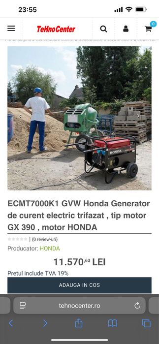 Generator Honda ECMT 7000 benzina putere 7kw