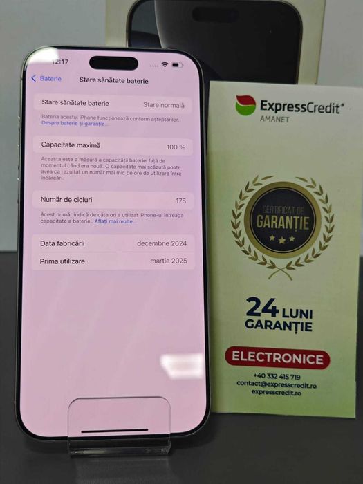 Iphone 16 Pro Max 256GB 100% baterie (AG46  b.4009)  4900 Lei