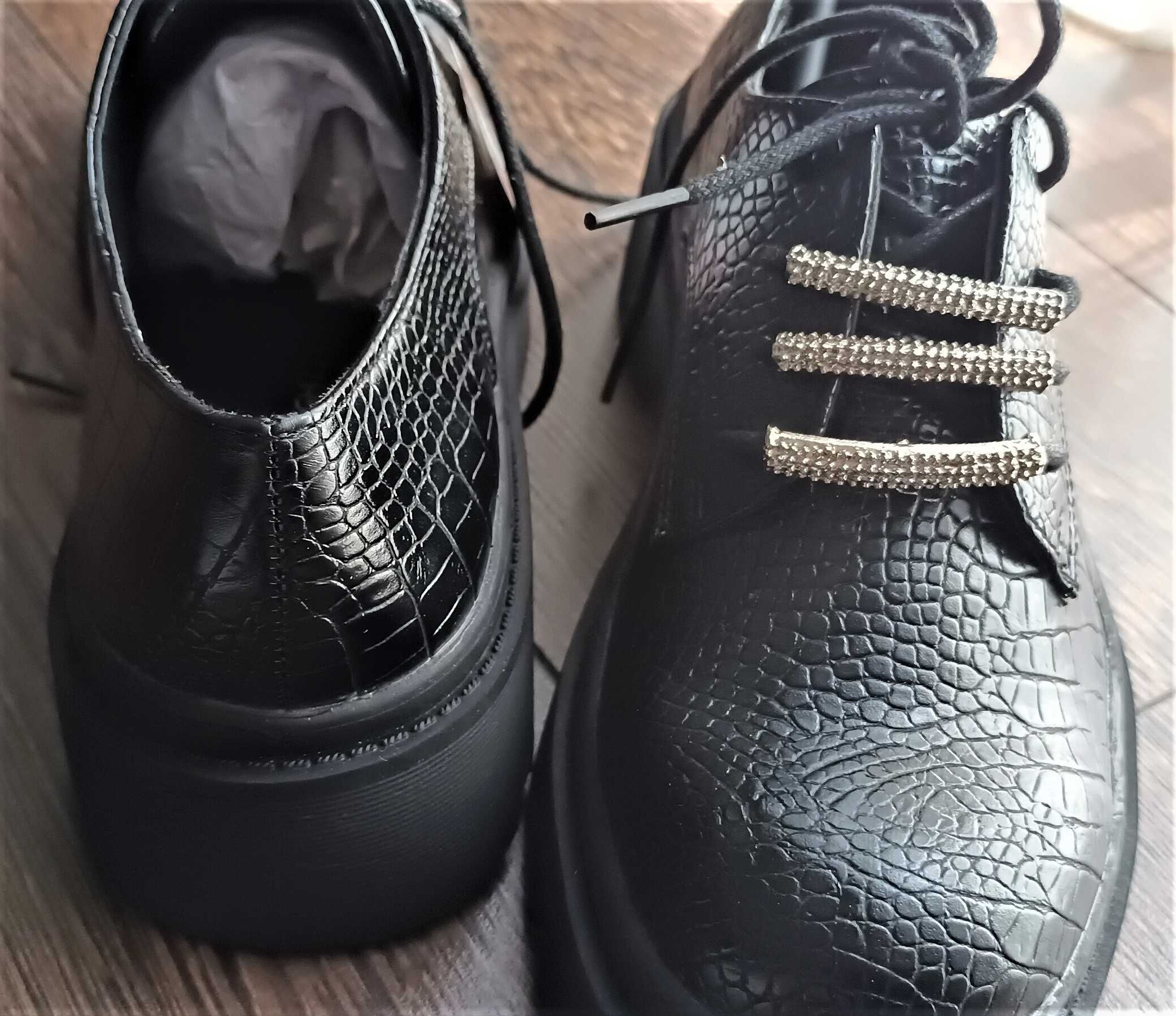 Pantofi casual negri, piele ecologica CLAUDIA GHIZZANI