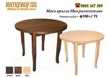 Маса Ива - кръгла от Масив -  разтегателна в Бук, Венге, Орех