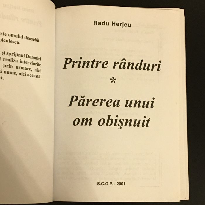 carte " printre randuri " autor radu herjeu, interviuri personalitati