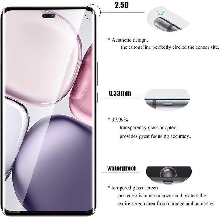 5D Извит Стъклен Протектор за Дисплей за Honor Magic7 Lite / Magic6