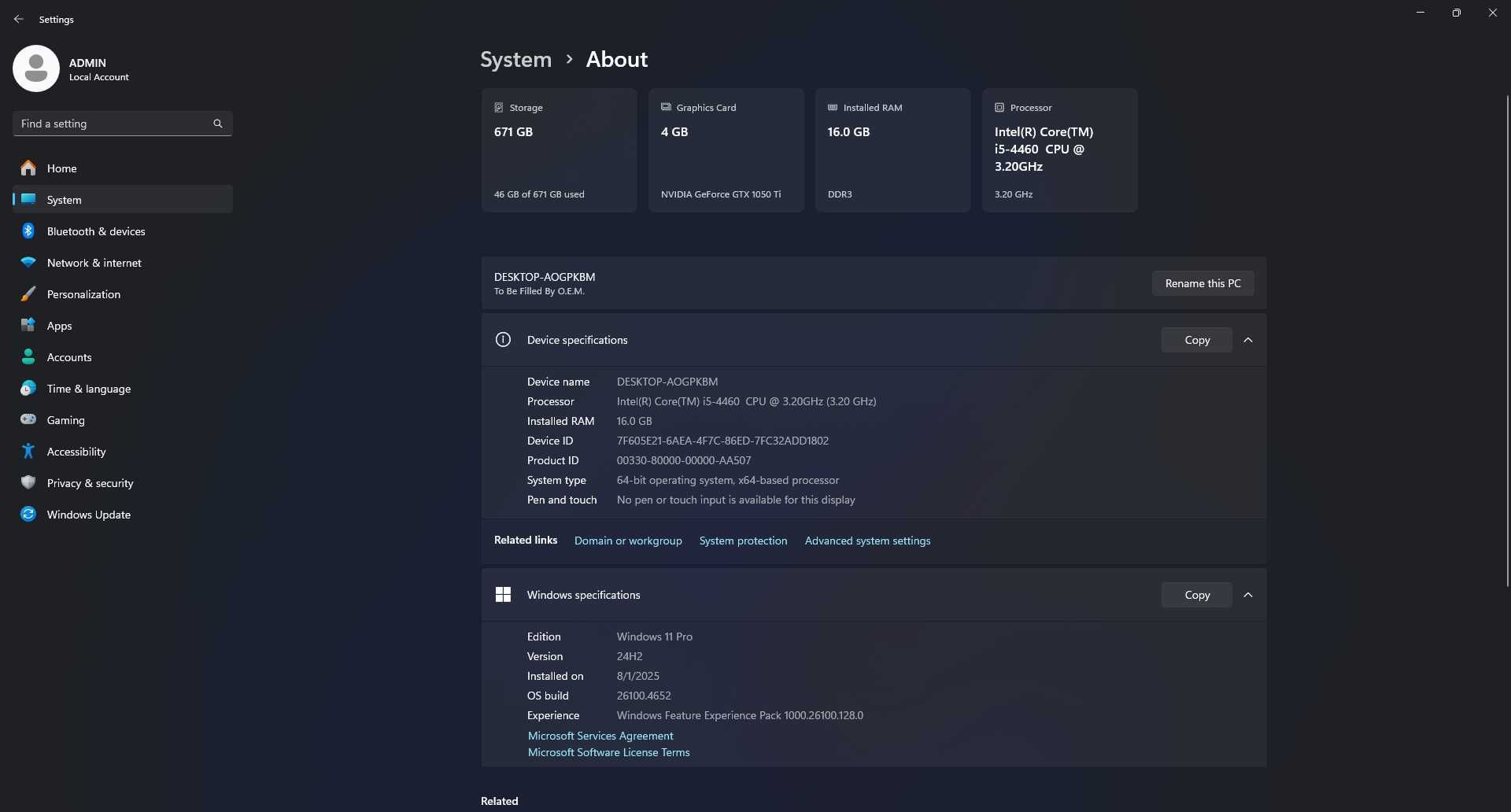 Геймърски компютър i5-4460, GTX 1050Ti 4GB, 16GB RAM + Windows 11