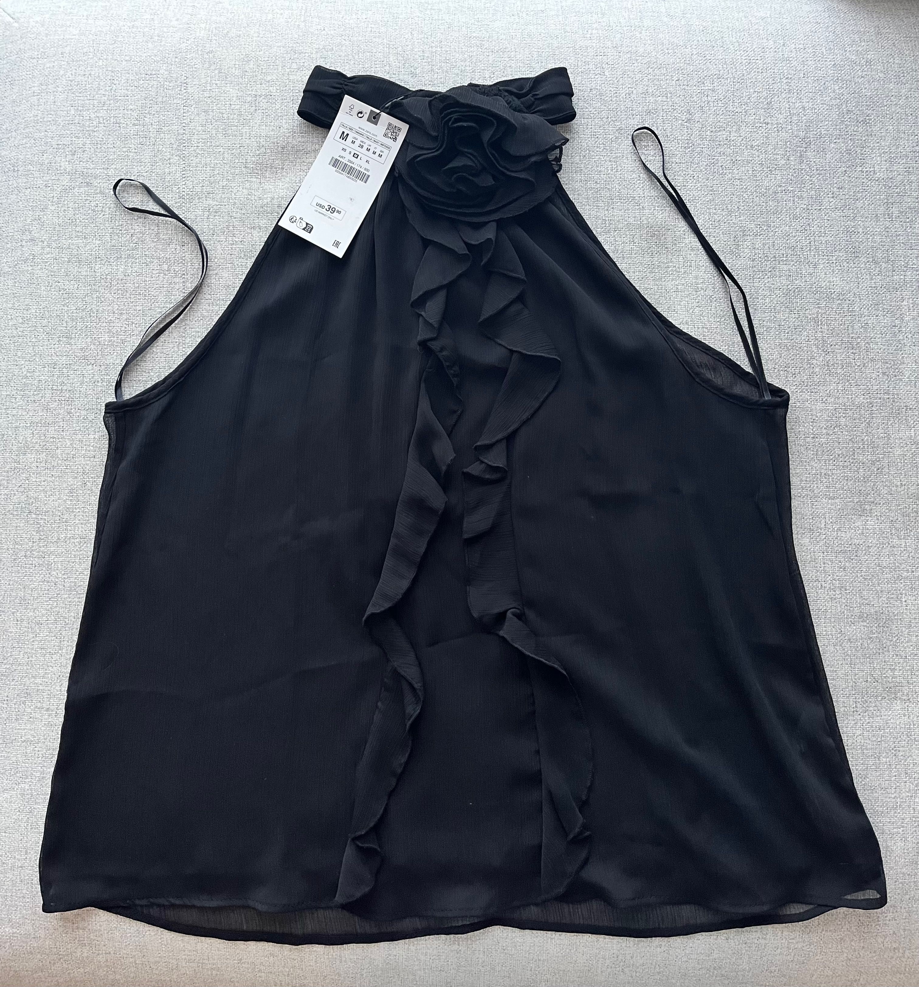 Нови черна рокля Zara XS, черен топ Zara M, памучен топ Mango М