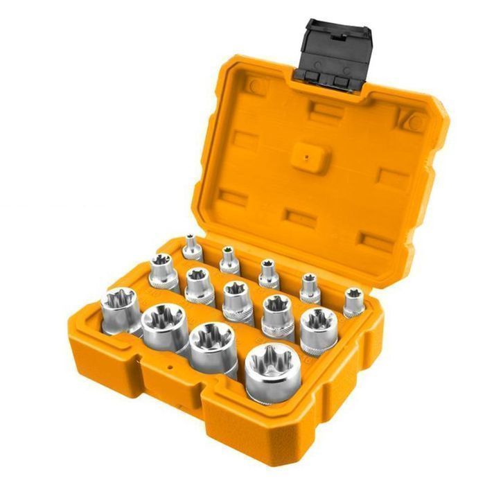 Trusa chei tubulare in stea 14 piese e4-e24 ingco