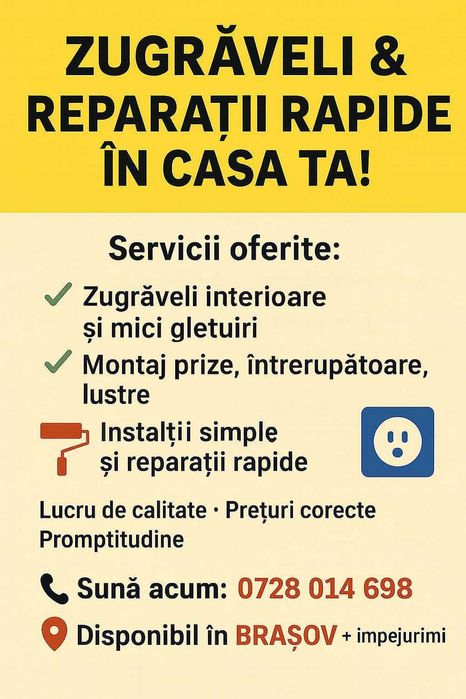 Zugraveli, instalatii sanitare si electrice rapide