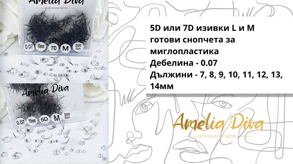 Мигли 12Д ръчно изработени 500бр. в кутия. Мигли 3Д 5Д 7Д 9Д 14Д