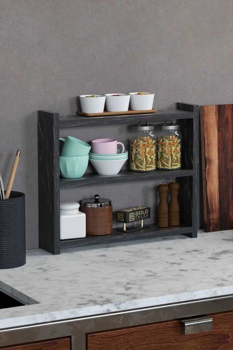 Кухненски рафт за плот – дървена етажерка за кухня на 3 нива - 5 цвята