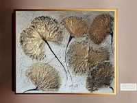 Tablou abstract pictat manual in cutit texturat flori de vara