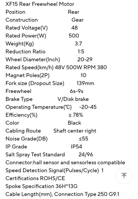 Motor bicicleta electrica 48v 500W - MXUS XF15R - NOU!  (reductor 1:5)