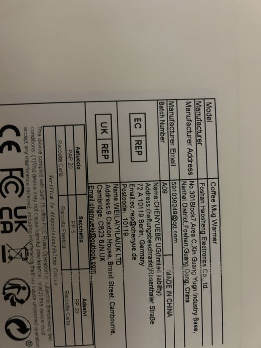 Incalzitor cani de cafea/ceai